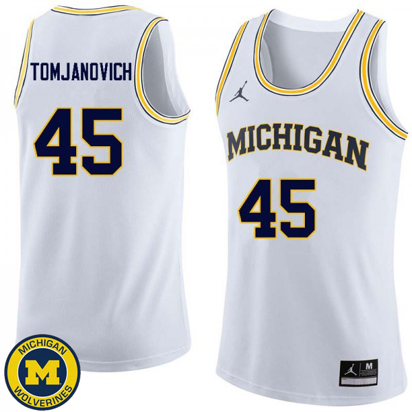 Men's Michigan Wolverines #45 Rudy Tomjanovich White College Basketball Jersey